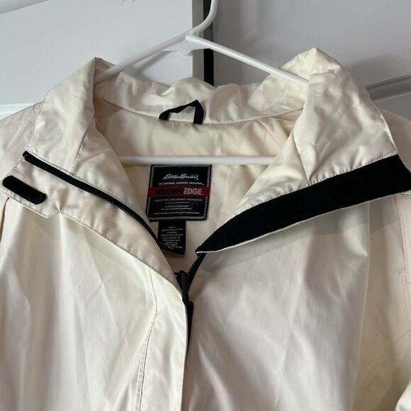 Eddie Bauer White Windbreaker Full Zip Hooded Midweight Jacket XL Weatheredge - Picture 8 of 12